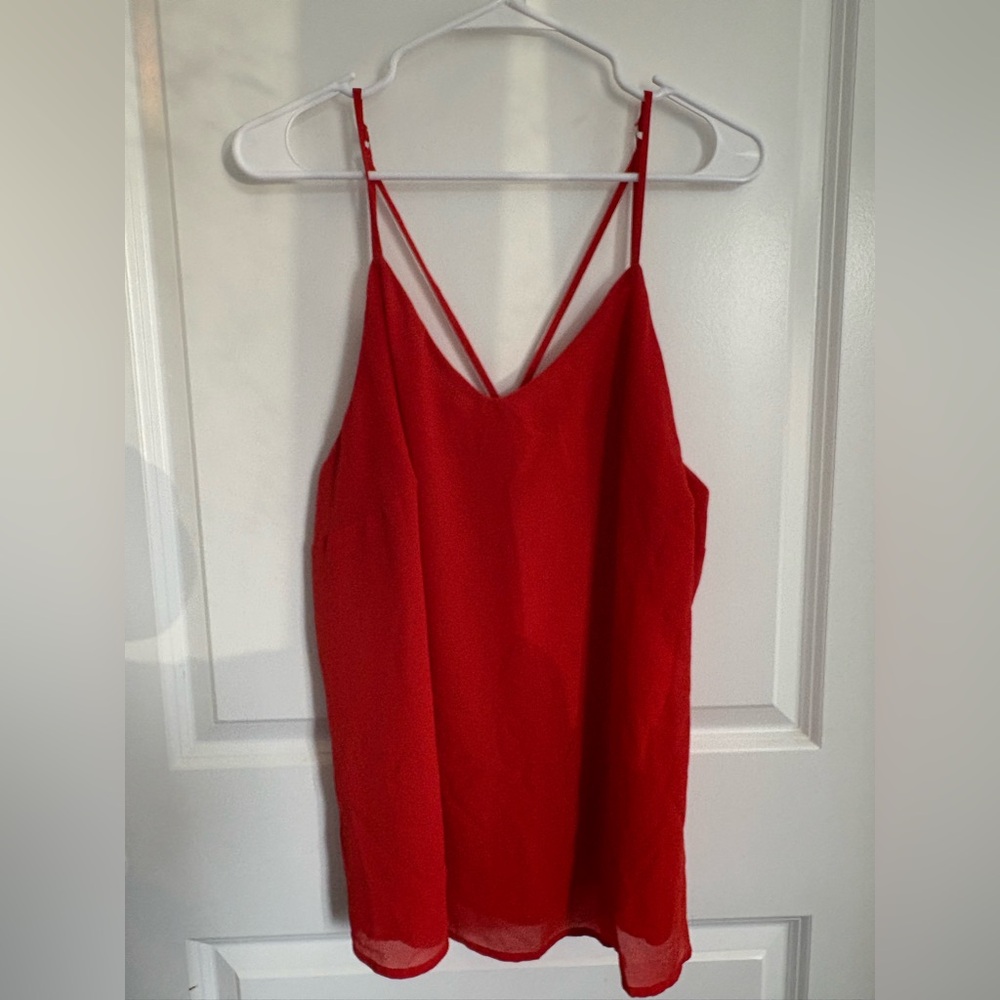 Orange Sleeveless V-Neck Strappy Women's Top 2X